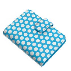 Gyűrűs kalendárium műbőr pöttyös mintázatú S méret 110x150 mm Realsystem kék/fehér Író- irodaszer, papíráru Realsystem