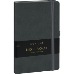 Keménytáblás notesz pontozott vonalozással krémszínű lapokkal leszorító gumiszalaggal Gray 130x210mm, Presco Író- irodaszer, papíráru Presco