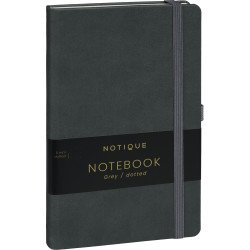 Keménytáblás notesz pontozott vonalozással krémszínű lapokkal leszorító gumiszalaggal Gray 130x210mm, Presco Író- irodaszer, papíráru Presco