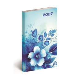 Zsebnaptár álló Flexi, fehér lapokkal kékvirág Realsystem 2027.