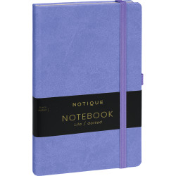 Keménytáblás notesz pontozott vonalozással krémszínű lapokkal leszorító gumiszalaggal Lila 130x210mm, Presco Író- irodaszer, papíráru Presco