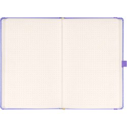 Keménytáblás notesz pontozott vonalozással krémszínű lapokkal leszorító gumiszalaggal Lila 130x210mm, Presco Író- irodaszer, papíráru Presco