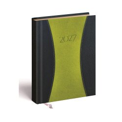 Zsebnaptár álló Prémium B/6, heti krémszínű lapokkal zöld Realsystem 2027. Író- irodaszer, papíráru Realsystem