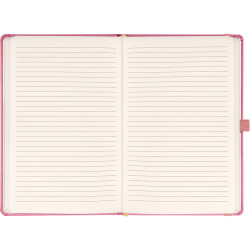 Keménytáblás notesz vonalas krémszínű lapokkal leszorító gumiszalaggal Pink 130x210mm, Presco Író- irodaszer, papíráru Presco