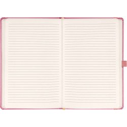 Keménytáblás notesz vonalas krémszínű lapokkal leszorító gumiszalaggal Pink 130x210mm, Presco Író- irodaszer, papíráru Presco