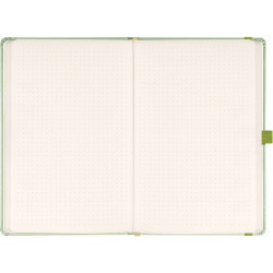 Keménytáblás notesz pontozott vonalozással krémszínű lapokkal leszorító gumiszalaggal Green 130x210mm, Presco Író- irodaszer, papíráru Presco