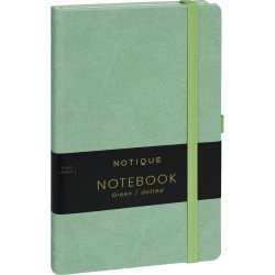 Keménytáblás notesz pontozott vonalozással krémszínű lapokkal leszorító gumiszalaggal Green 130x210mm, Presco Író- irodaszer, papíráru Presco
