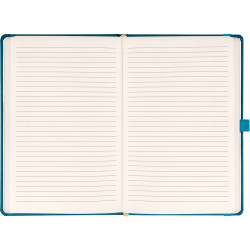 Keménytáblás notesz vonalas krémszínű lapokkal leszorító gumiszalaggal Teal 130x210mm, Presco Író- irodaszer, papíráru Presco