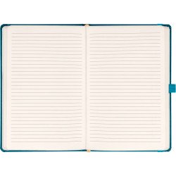Keménytáblás notesz vonalas krémszínű lapokkal leszorító gumiszalaggal Teal 130x210mm, Presco Író- irodaszer, papíráru Presco