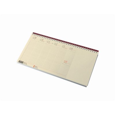 Asztali naptár 320mmx155mm, krémszínű lapokkal blokktömbös fekvő bordó műbörrel borított tartóval Realsystem 2027.