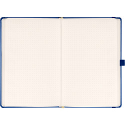 Keménytáblás notesz pontozott vonalozással krémszínű lapokkal leszorító szalaggal Dark blue 130x210mm, Presco Író- irodaszer, papíráru Presco