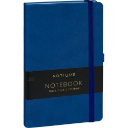 Keménytáblás notesz pontozott vonalozással krémszínű lapokkal leszorító szalaggal Dark blue 130x210mm, Presco Író- irodaszer, papíráru Presco