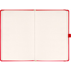 Keménytáblás notesz pontozott vonalozással krémszínű lapokkal leszorító gumiszalaggal Red 130x210mm, Presco Író- irodaszer, papíráru Presco