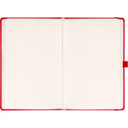 Keménytáblás notesz pontozott vonalozással krémszínű lapokkal leszorító gumiszalaggal Red 130x210mm, Presco Író- irodaszer, papíráru Presco