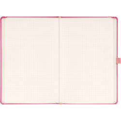 Keménytáblás notesz pontozott vonalozással krémszínű lapokkal leszorító gumiszalaggal Pink 130x210mm, Presco Író- irodaszer, papíráru Presco
