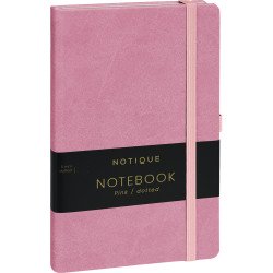 Keménytáblás notesz pontozott vonalozással krémszínű lapokkal leszorító gumiszalaggal Pink 130x210mm, Presco Író- irodaszer, papíráru Presco