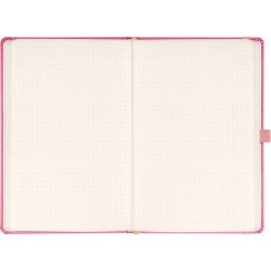 Keménytáblás notesz pontozott vonalozással krémszínű lapokkal leszorító gumiszalaggal Pink 130x210mm, Presco Író- irodaszer, papíráru Presco