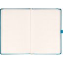 Keménytáblás notesz pontozott vonalozással krémszínű lapokkal leszorító gumiszalaggal Teal 130x210mm, Presco