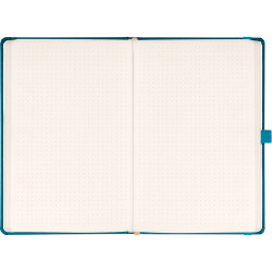 Keménytáblás notesz pontozott vonalozással krémszínű lapokkal leszorító gumiszalaggal Teal 130x210mm, Presco Író- irodaszer, papíráru Presco