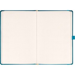 Keménytáblás notesz pontozott vonalozással krémszínű lapokkal leszorító gumiszalaggal Teal 130x210mm, Presco Író- irodaszer, papíráru Presco