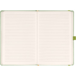 Keménytáblás notesz vonalas krémszínű lapokkal leszorító gumiszalaggal Green 130x210mm, Presco Író- irodaszer, papíráru Presco