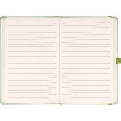 Keménytáblás notesz vonalas krémszínű lapokkal leszorító gumiszalaggal Green 130x210mm, Presco Író- irodaszer, papíráru Presco