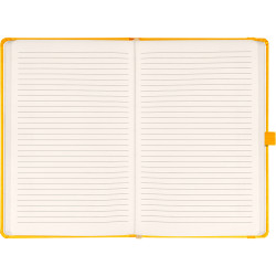 Keménytáblás notesz vonalas krémszínű lapokkal leszorító gumiszalaggal Yellow 130x210mm, Presco Író- irodaszer, papíráru Presco