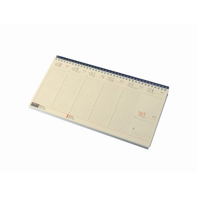 Asztali naptár 320mmx155mm, krémszínű lapokkal fekvó kék műbörrel borított tartóval Realsystem 2027.