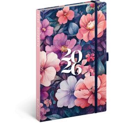 Keménytáblás notesz krémszínű lapokkal leszorító gumiszalaggal Bouquet 130x210mm, Presco Író- irodaszer, papíráru Presco