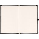 Keménytáblás notesz pontozott vonalozással krémszínű lapokkal leszorító gumiszalaggal Black 130x210mm, Presco