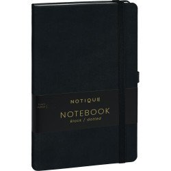 Keménytáblás notesz pontozott vonalozással krémszínű lapokkal leszorító gumiszalaggal Black 130x210mm, Presco Író- irodaszer, papíráru Presco