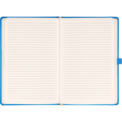 Keménytáblás notesz vonalas krémszínű lapokkal leszorító gumiszalaggal Blue 130x210mm, Presco