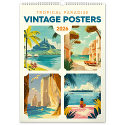 Falinaptár képes  330×460mm Vintage Posters-Tropical Paradise Realsystem 2026. Író- irodaszer, papíráru Realsystem