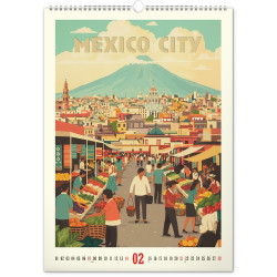 Falinaptár képes  330×460mm Vintage Posters-World Cities Realsystem 2027.