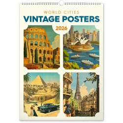 Falinaptár képes  330×460mm Vintage Posters-World Cities Realsystem 2026. Író- irodaszer, papíráru Realsystem