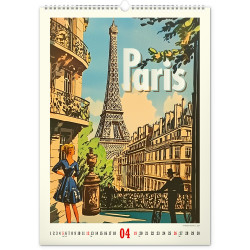 Falinaptár képes  330×460mm Vintage Posters-World Cities Realsystem 2026. Író- irodaszer, papíráru Realsystem