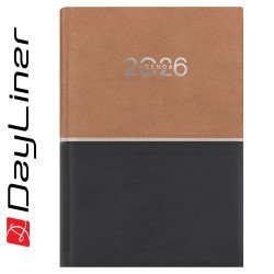 Határidőnapló Contrast A5 napi, fehér lapokkal barna-fekete Dayliner 2026. Író- irodaszer, papíráru Dayliner