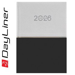 Határidőnapló Contrast A5 napi, fehér lapokkal fehér-fekete Dayliner 2026. Író- irodaszer, papíráru Dayliner