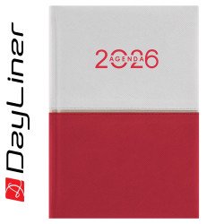 Határidőnapló Contrast B6 heti, fehér lapokkal fehér-piros Dayliner 2026. Író- irodaszer, papíráru Dayliner