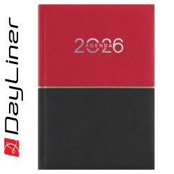 Határidőnapló Contrast B6 heti, fehér lapokkal piros-fekete Dayliner 2026. Író- irodaszer, papíráru Dayliner