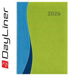 Határidőnapló Dubai A5 napi, fehér lapokkal kék-zöld Dayliner 2026. Író- irodaszer, papíráru Dayliner