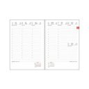 Határidőnapló InSpiral A5 heti, fehér lapokkal piros-piros Dayliner 2026.