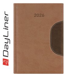 Határidőnapló Memphis A5 napi, fehér lapokkal barna-csokoládé Dayliner 2026. Író- irodaszer, papíráru Dayliner