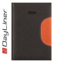 Határidőnapló Memphis A5 napi, fehér lapokkal fekete-narancs Dayliner 2026. Író- irodaszer, papíráru Dayliner