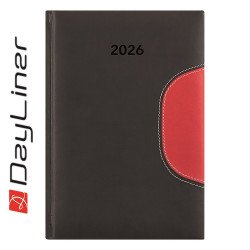 Határidőnapló Memphis A5 napi, fehér lapokkal fekete-piros Dayliner 2026. Író- irodaszer, papíráru Dayliner