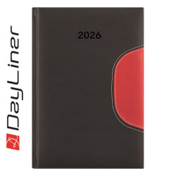 Határidőnapló Memphis B5 heti, fehér lapokkal fekete-piros Dayliner 2026. Író- irodaszer, papíráru Dayliner