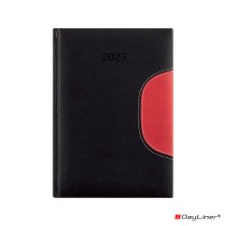 Határidőnapló Memphis B5 heti, fehér lapokkal fekete-piros Dayliner 2027. Író- irodaszer, papíráru Dayliner