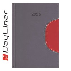 Határidőnapló Memphis B5 heti, fehér lapokkal szürke-piros Dayliner 2026. Író- irodaszer, papíráru Dayliner