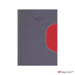 Határidőnapló Memphis B5 heti, fehér lapokkal szürke-piros Dayliner 2027. Író- irodaszer, papíráru Dayliner