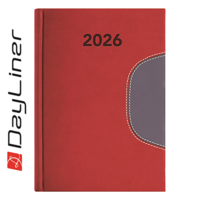 Határidőnapló Memphis B6 heti, fehér lapokkal piros-szürke Dayliner 2026.